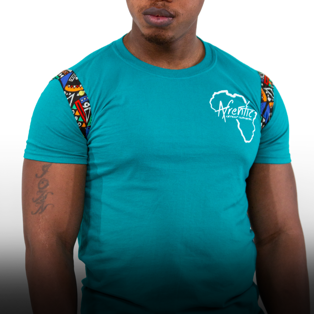 African Fashion Ankara Fabric T-shirt Teal