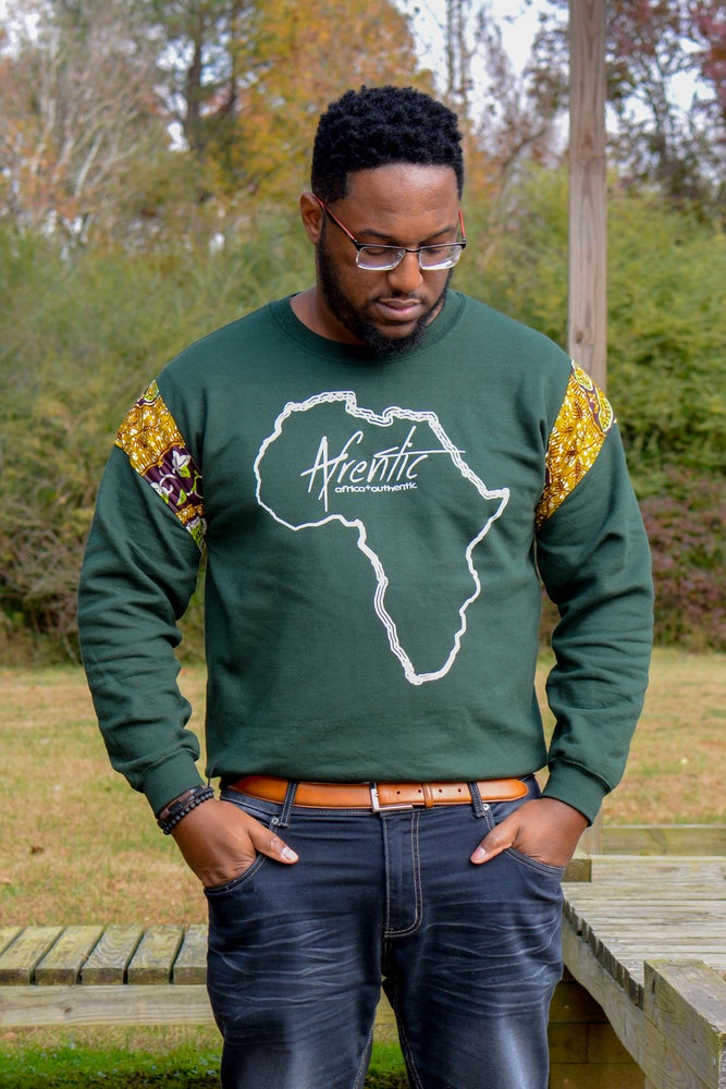 African Fashion Ankara Fabric Sweater Olive