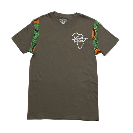African Fashion Ankara Fabric Tee Olive