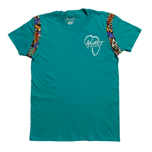 African Fashion Ankara Fabric T-shirt Teal