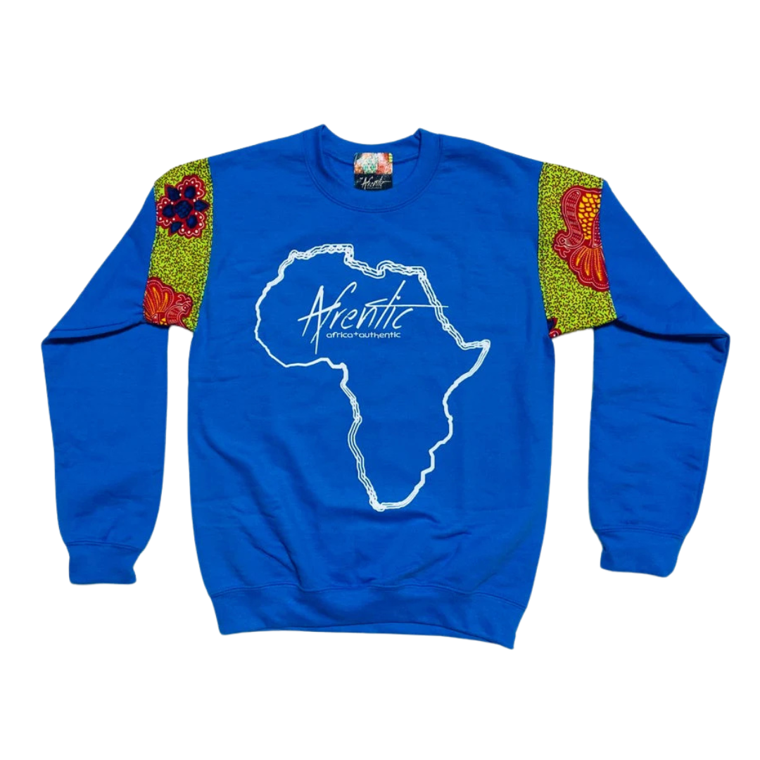 African Fashion Ankara Fabric Sweater Blue