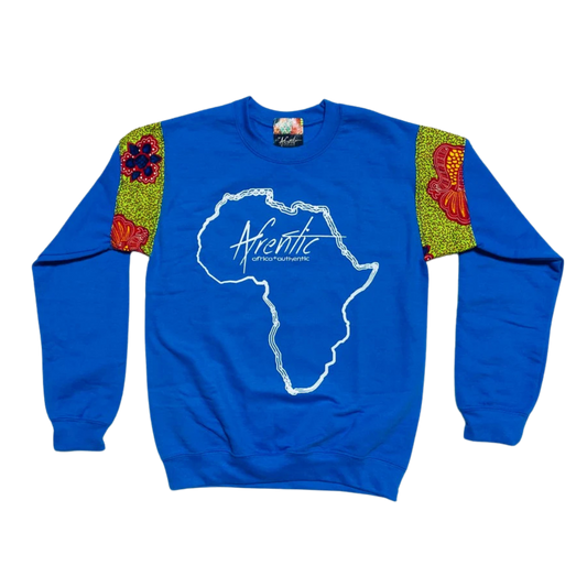 African Fashion Ankara Fabric Sweater Blue