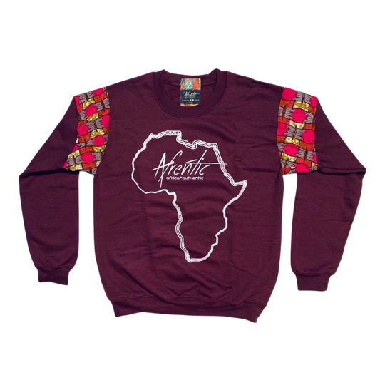 African Fashion Ankara Fabric Sweater Marroon