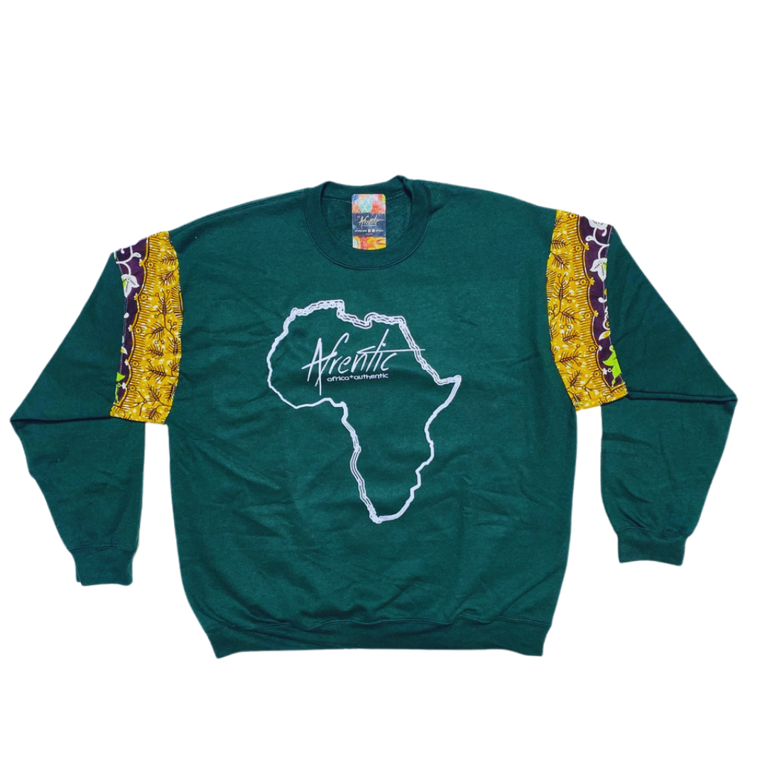 African Fashion Ankara Fabric Sweater Olive