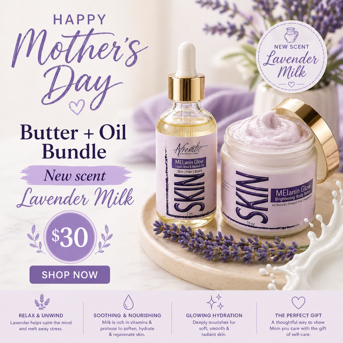 Maximum Glow Bundle | Lavender Milk|$30