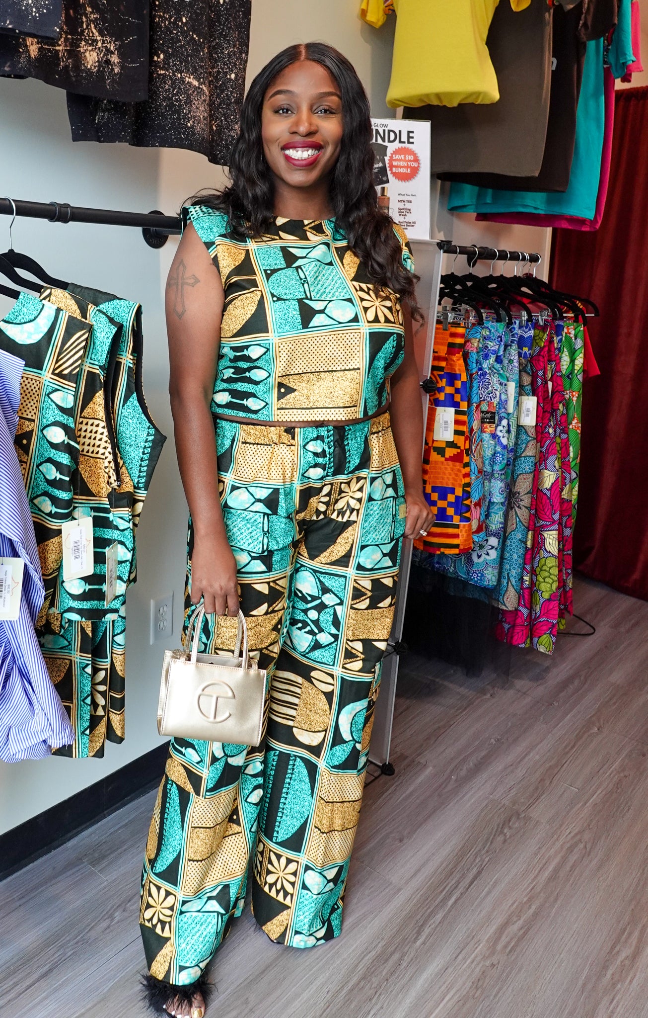 African Fashion Ankara Crop Top Pant Set