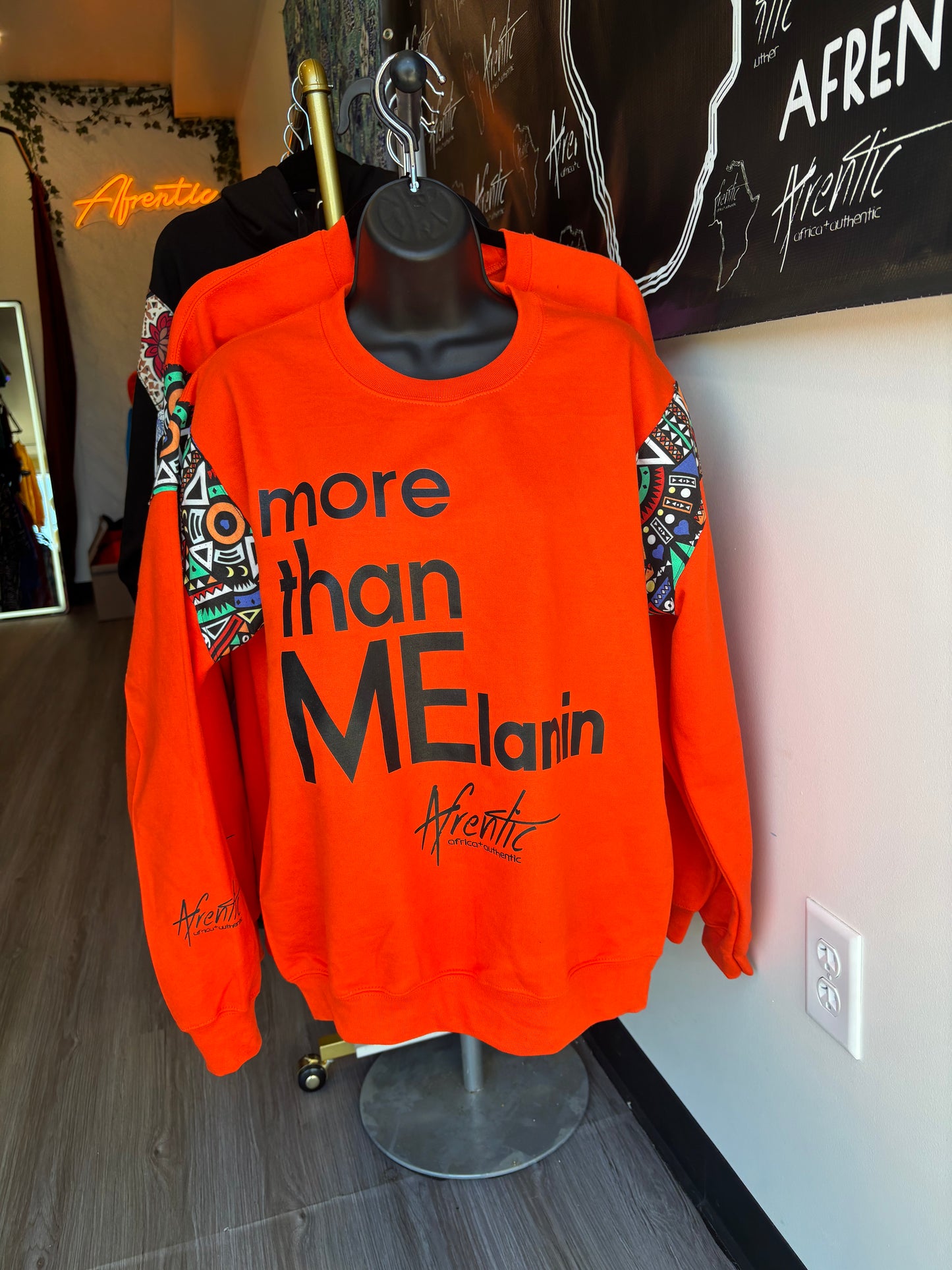Orange Ankara Crew Neck Sweater