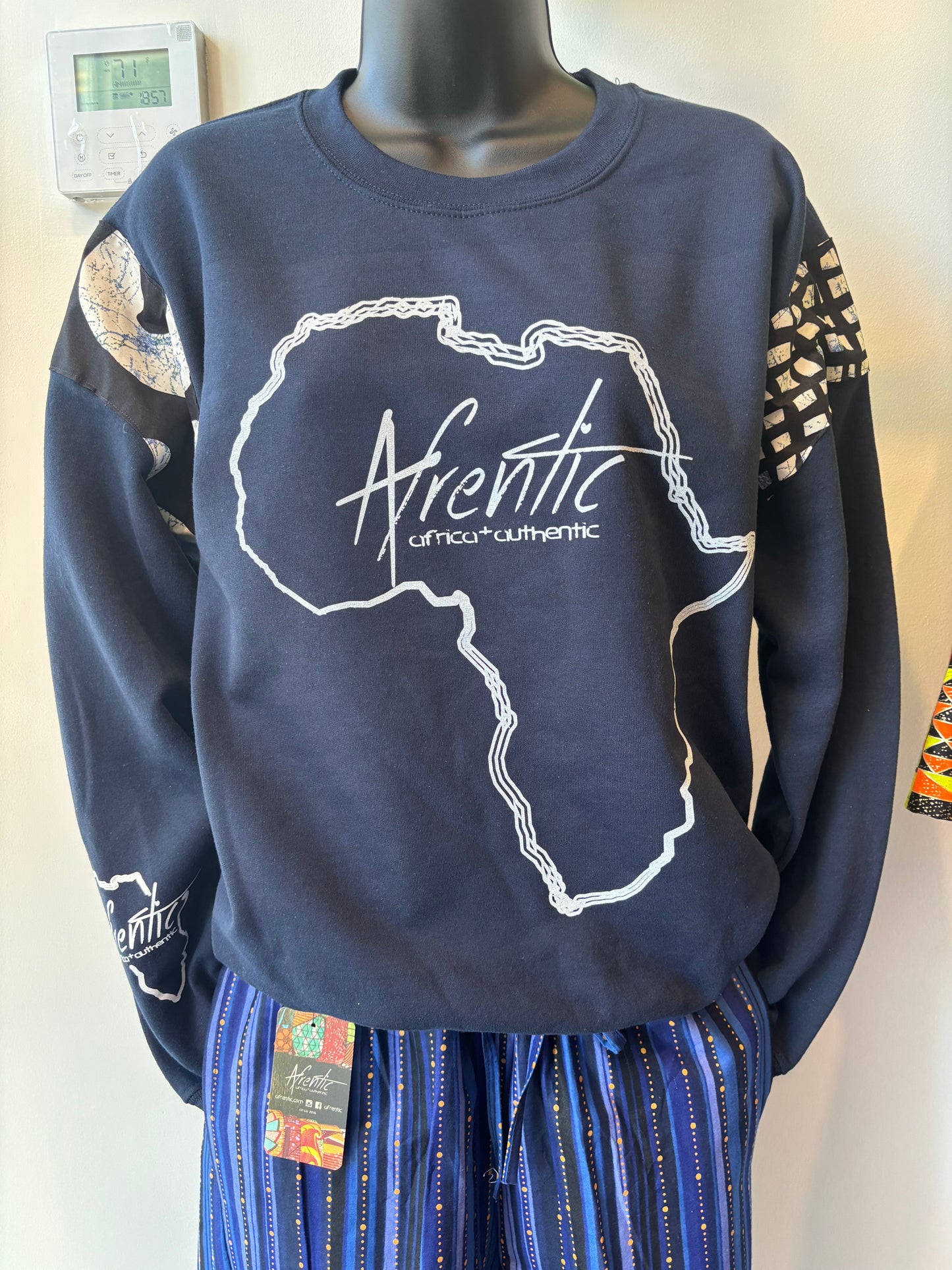 Navy Ankara Crew Neck Sweater