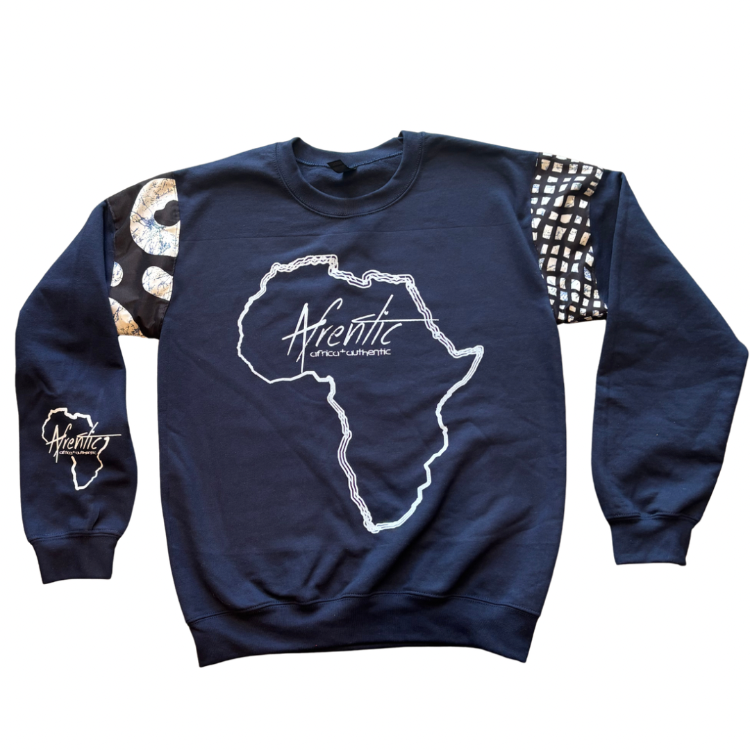 Navy Ankara Crew Neck Sweater