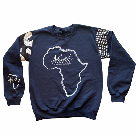 Navy Ankara Crew Neck Sweater