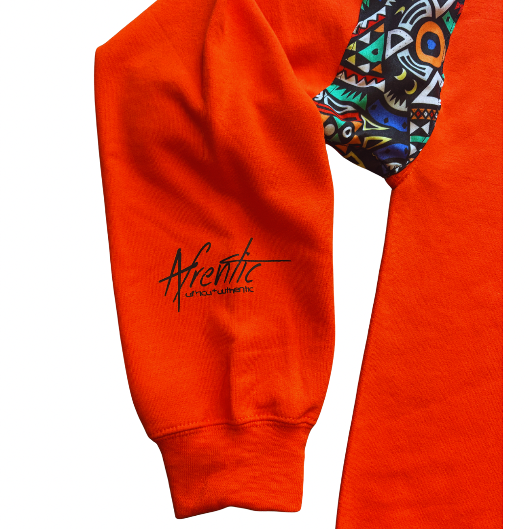 Orange Ankara Crew Neck Sweater