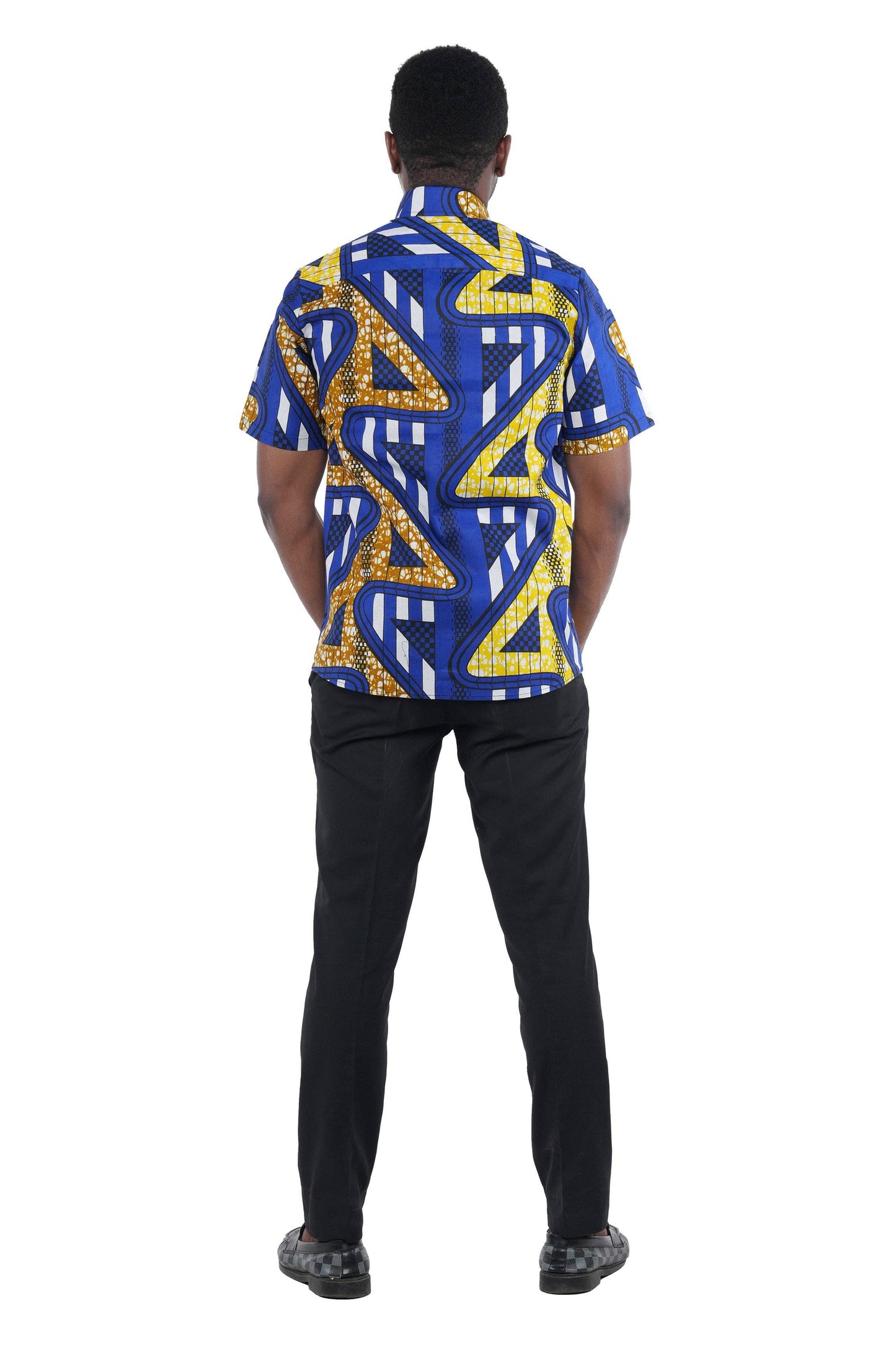 Blue Ankara Button Down