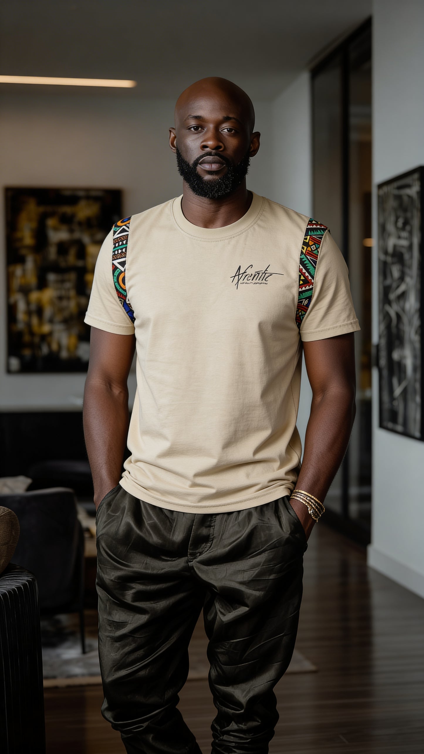 African Fashion Ankara Fabric Tee Sand