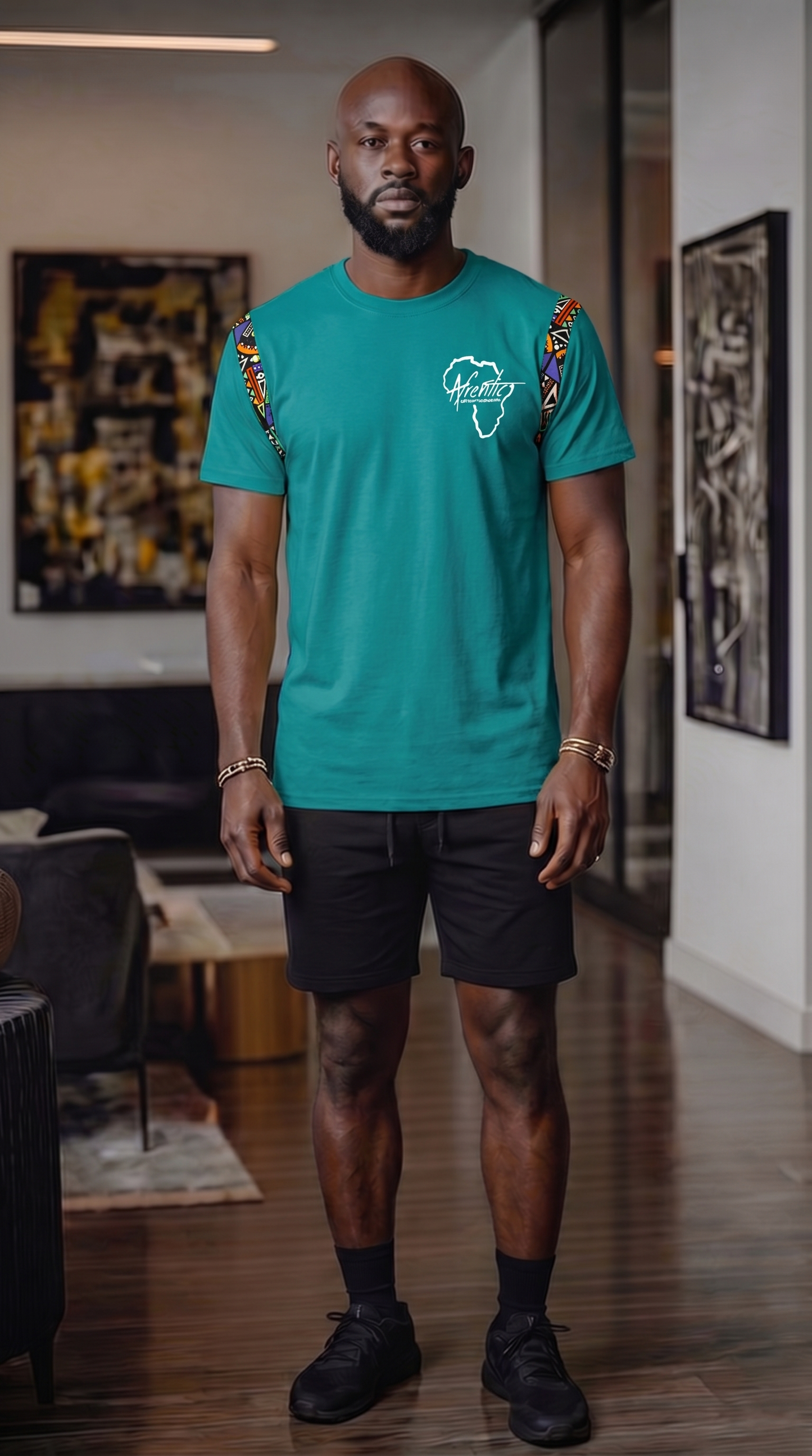 African Fashion Ankara Fabric T-shirt Teal