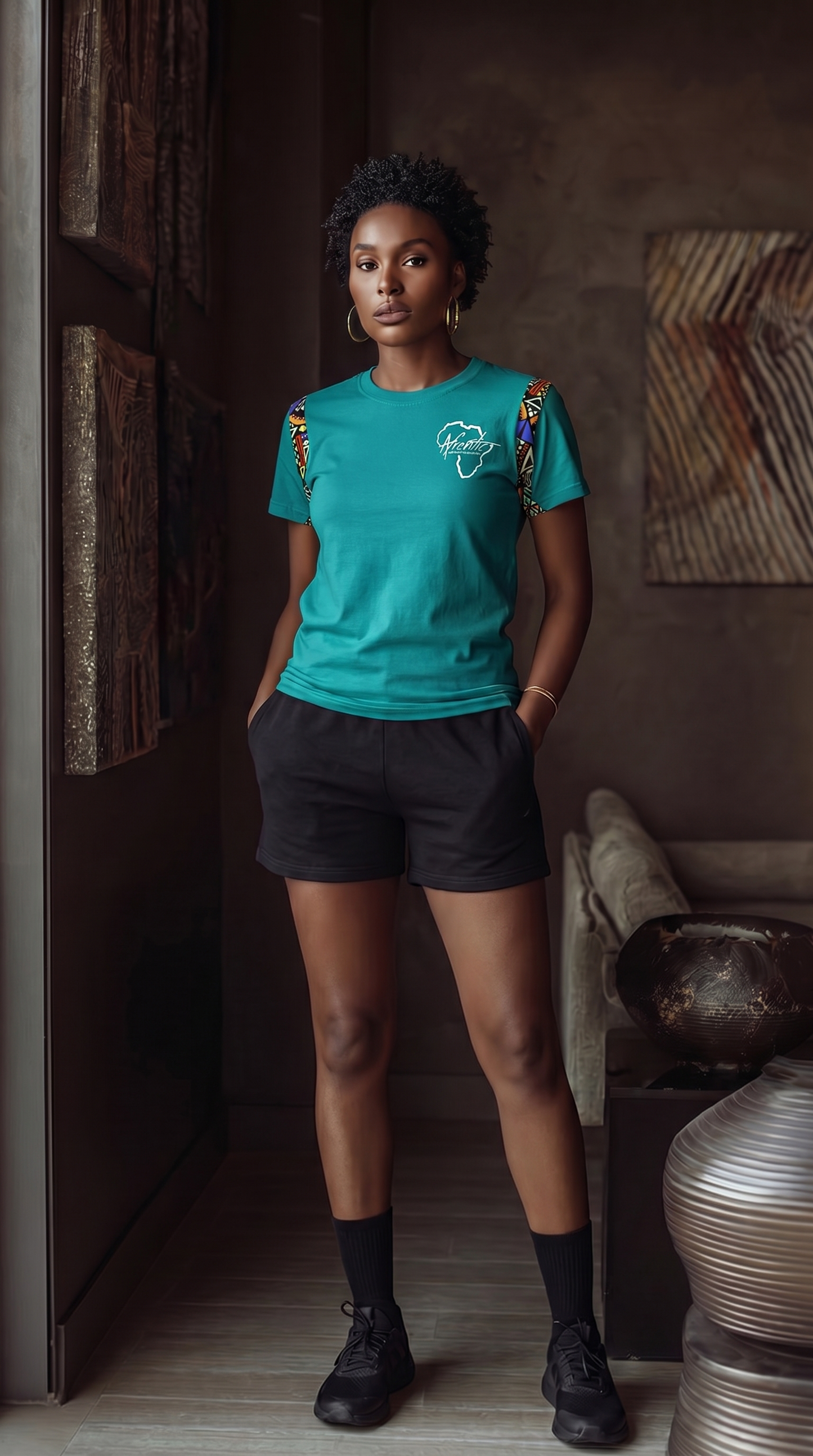 African Fashion Ankara Fabric T-shirt Teal
