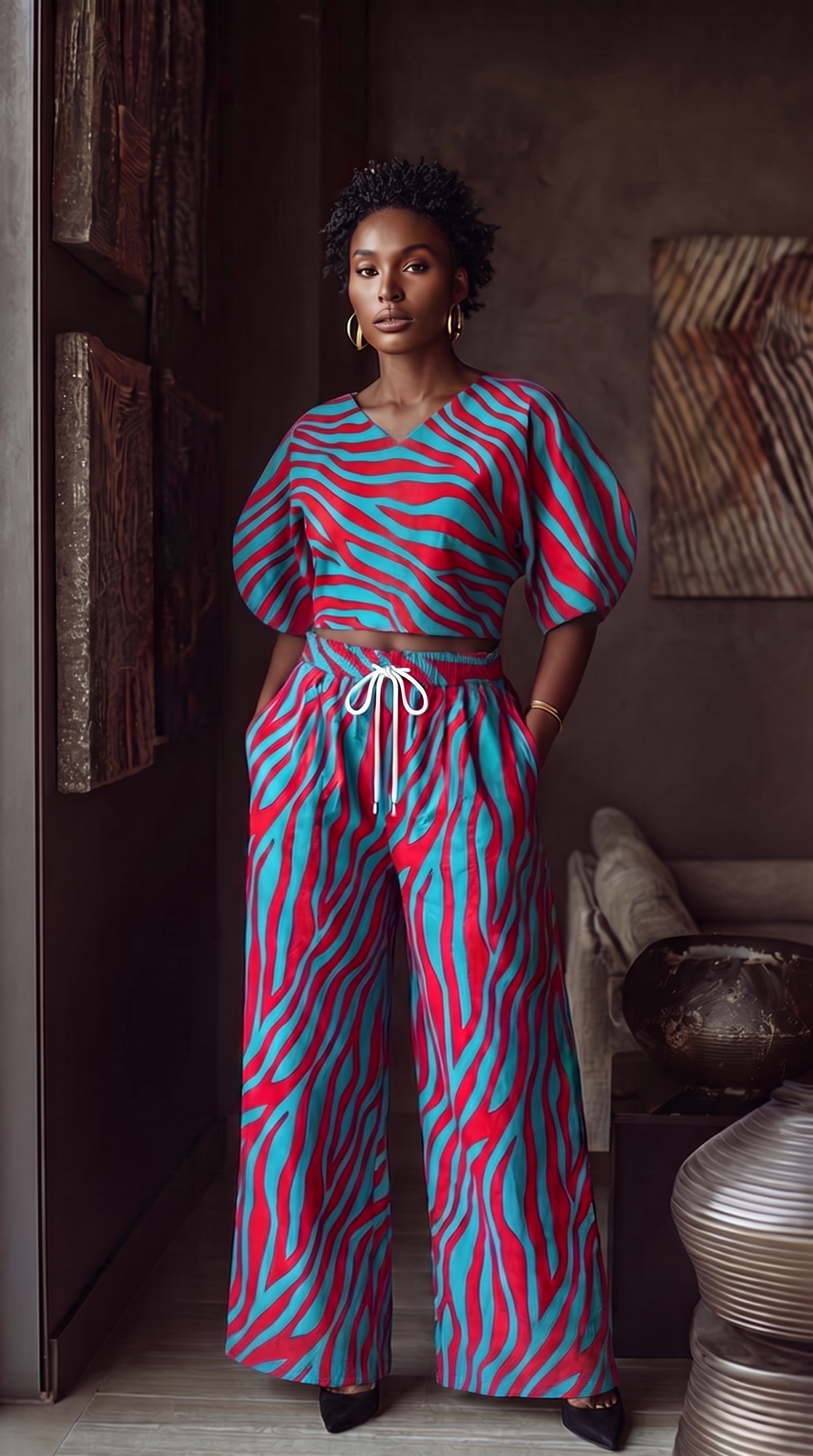 TEAL ZEBRA | CROP TOP
