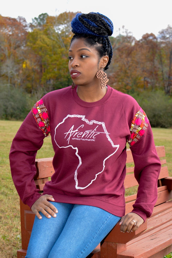 African Fashion Ankara Fabric Sweater Marroon